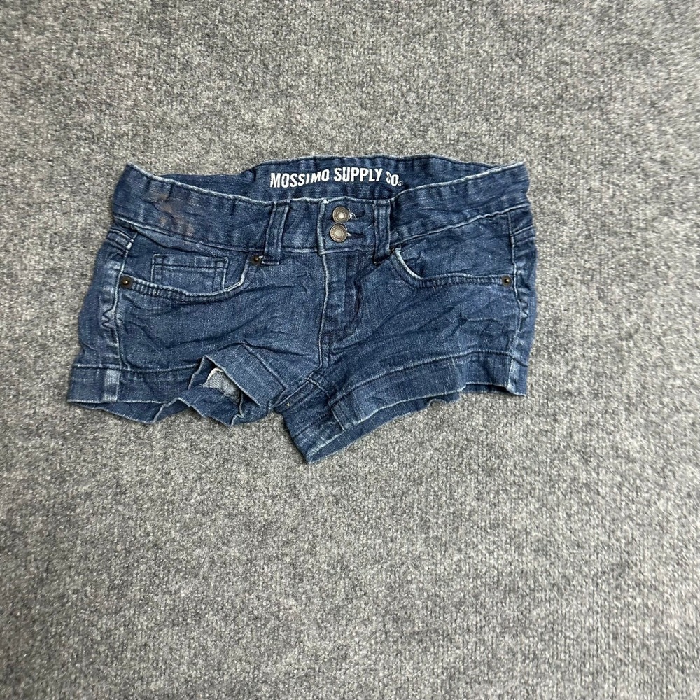 Mossimo Supply Co Shorts Womens Size 1 Blue Denim Low Rise Double Button Casual